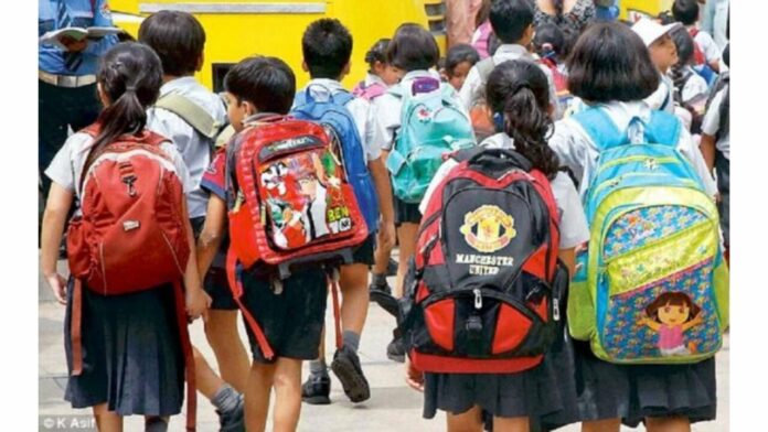 Children carrying bags
