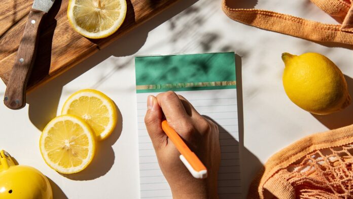 Checklist and lemons on desk